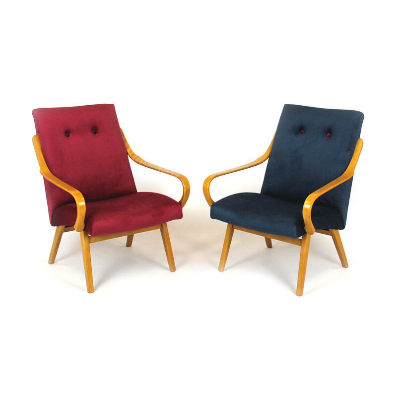 Pair of vintage beechwood armchairs by Jaroslav Smidek for TON, Czech Republic 1960