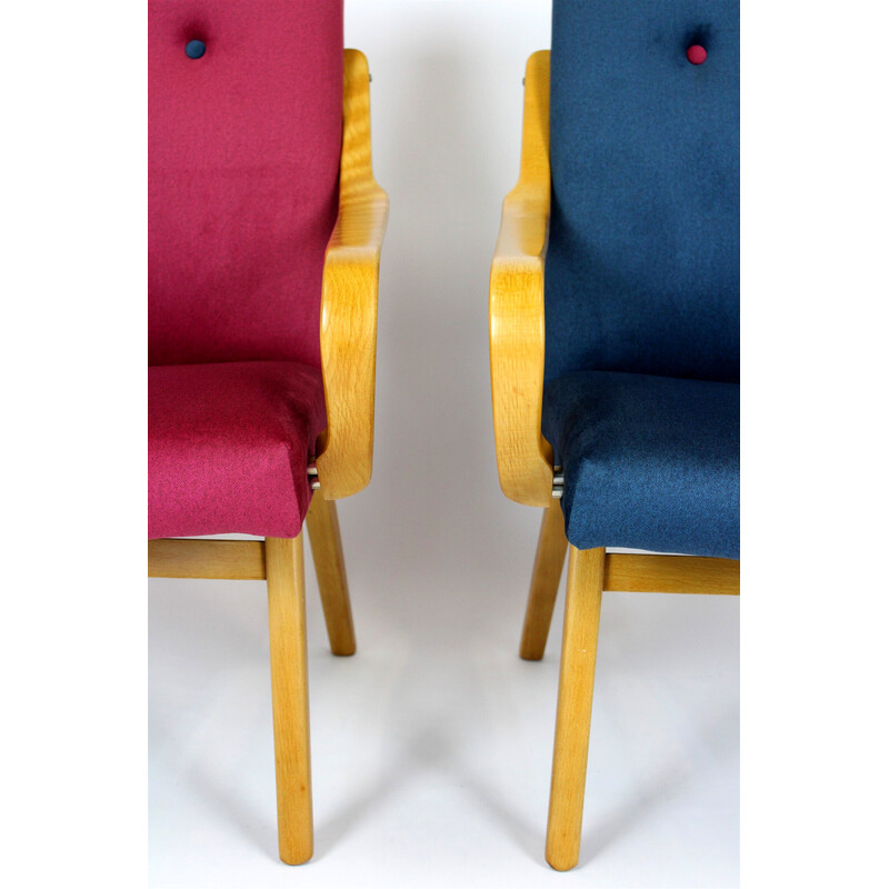 Pair of vintage beechwood armchairs by Jaroslav Smidek for TON, Czech Republic 1960