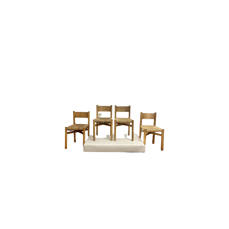 Ensemble de 4 chaises vintage Meribel par Charlotte Perriand