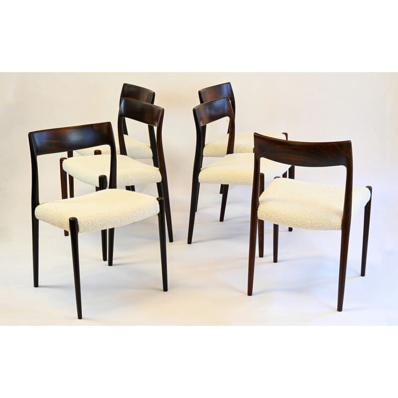 Set of 6 vintage model 77 rosewood chairs by Niels Moller