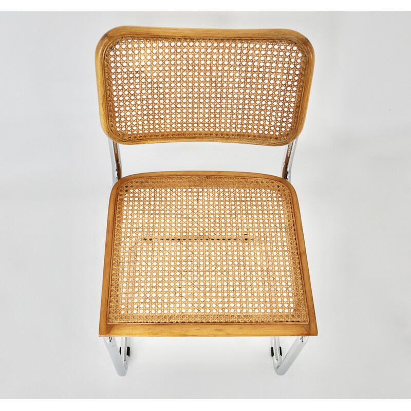 Set of 6 vintage metal and rattan dining chairs by Marcel Breuer