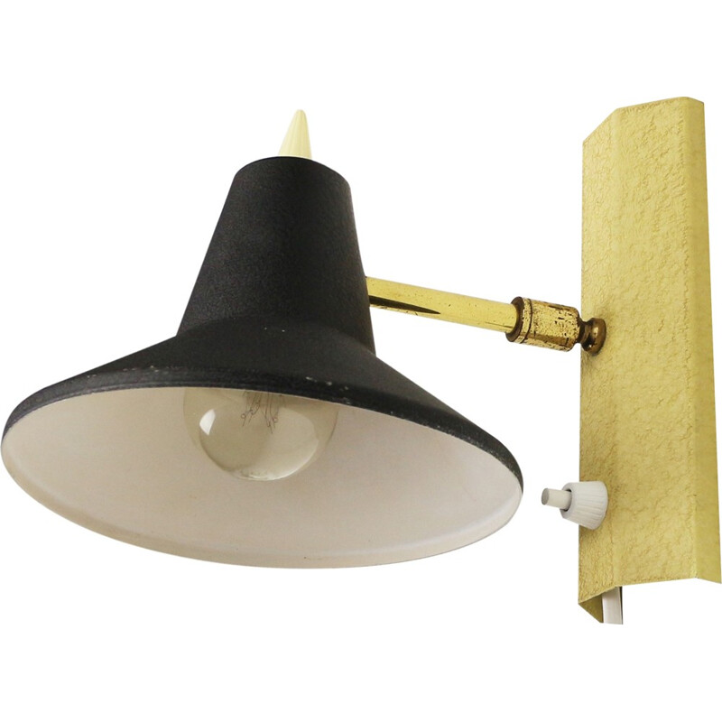 Vintage wall light in yellow and black - 1950s