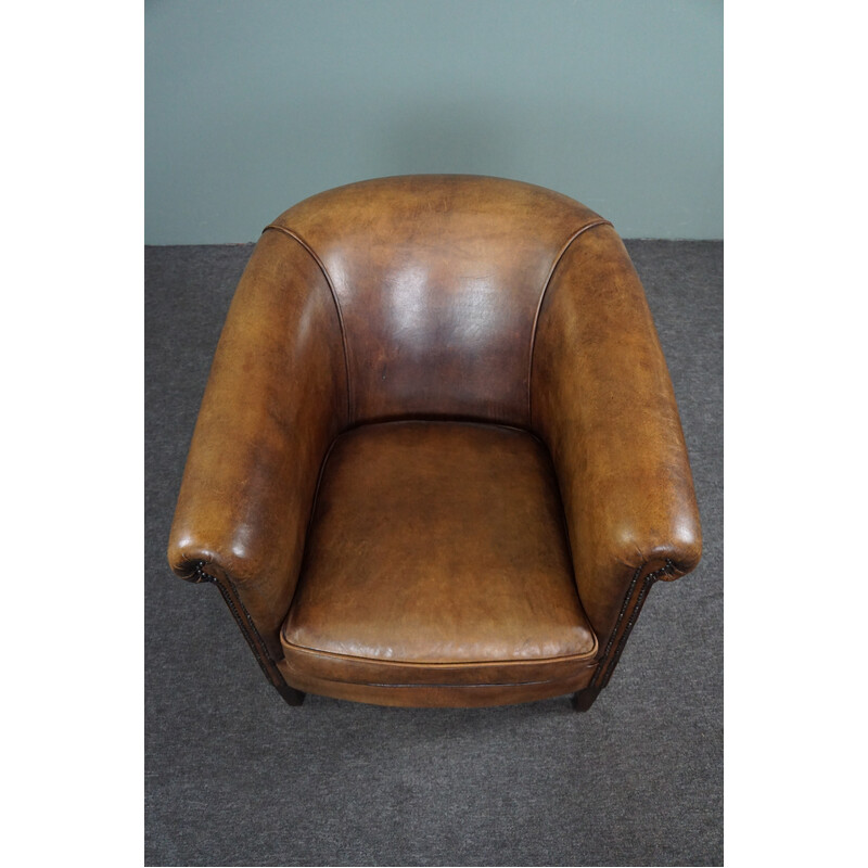 Vintage sheepskin club armchair