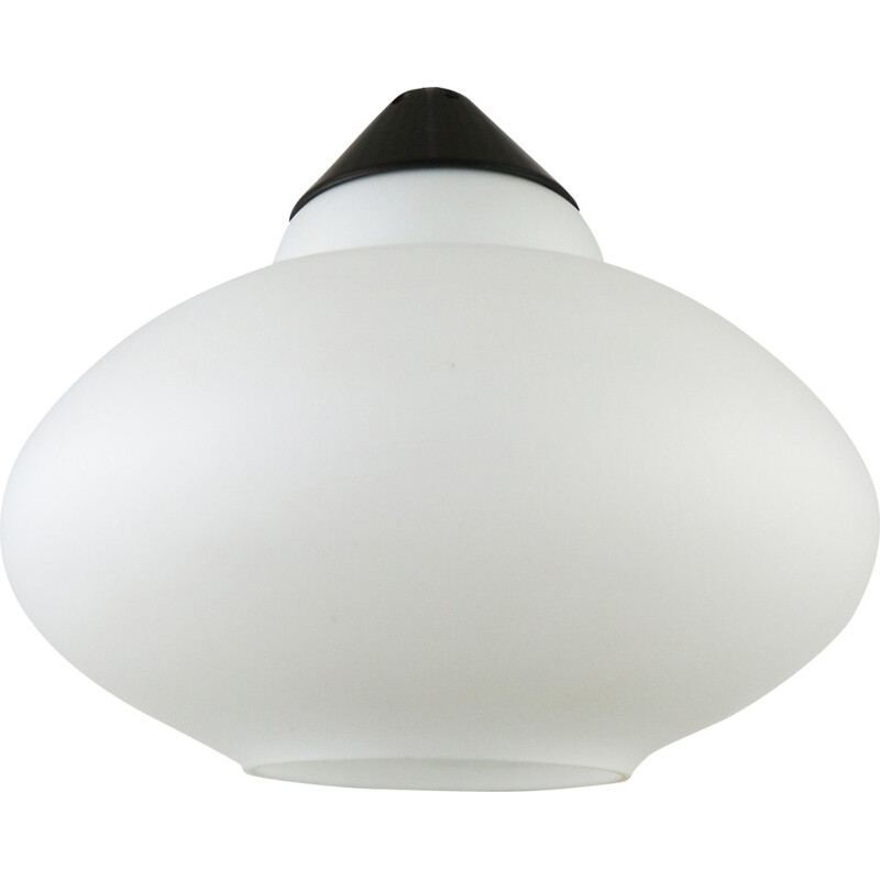Black and white glass pendant lamp - 1960s