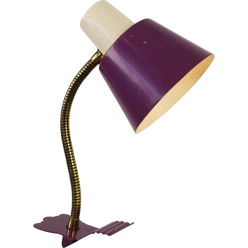 Purple desk lamp by H. Busquet for Hala Zeist - 1960s