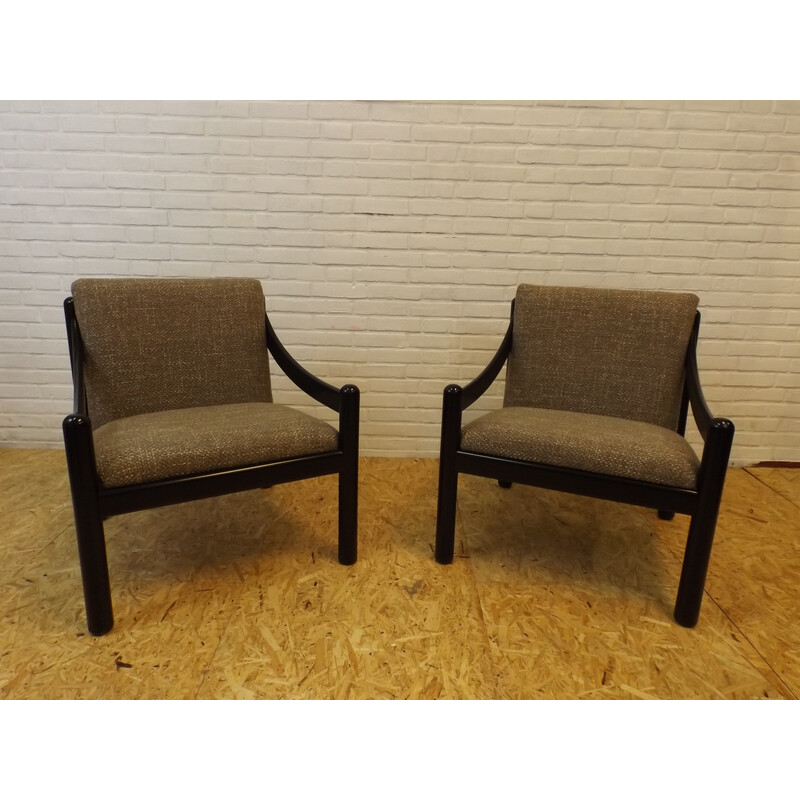 Pair of vintage wooden lounge chairs