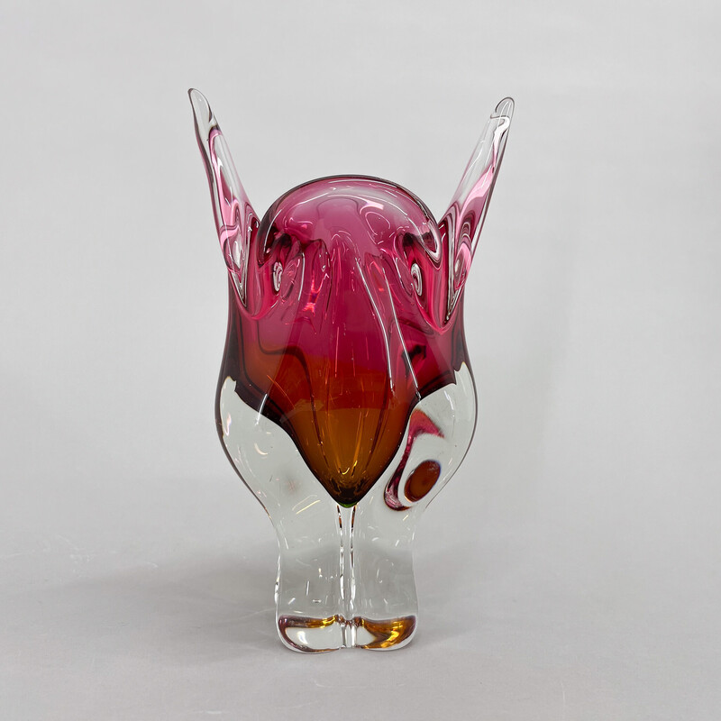 Vintage glass vase by Josef Hospodka for Chribska Glassworks, Czechoslovakia 1960