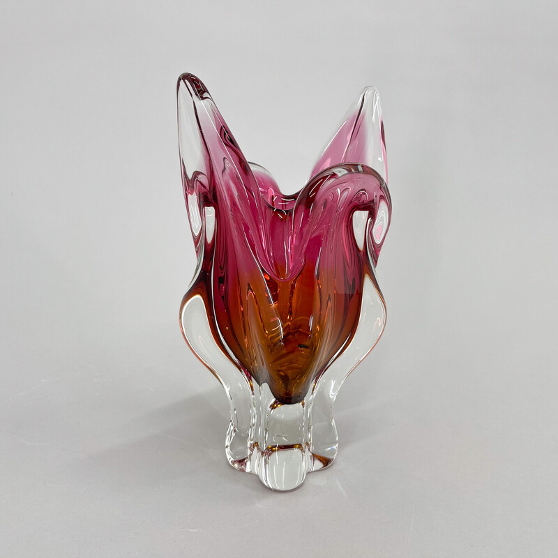 Vintage glass vase by Josef Hospodka for Chribska Glassworks, Czechoslovakia 1960