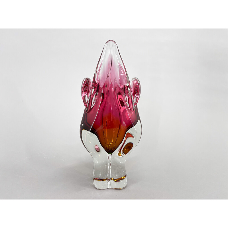 Vintage glass vase by Josef Hospodka for Chribska Glassworks, Czechoslovakia 1960