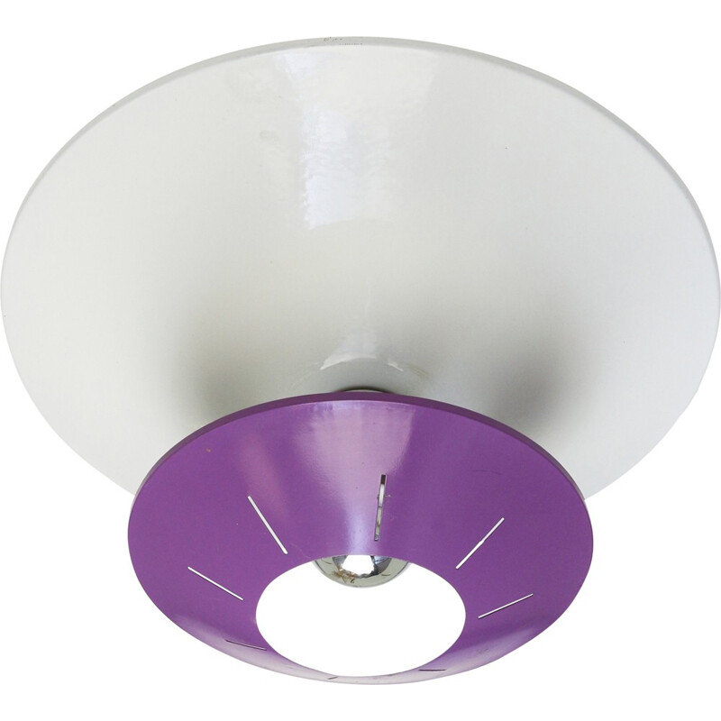 Purple space age ceiling lamp by Louis Kalff for Philips - 1950s