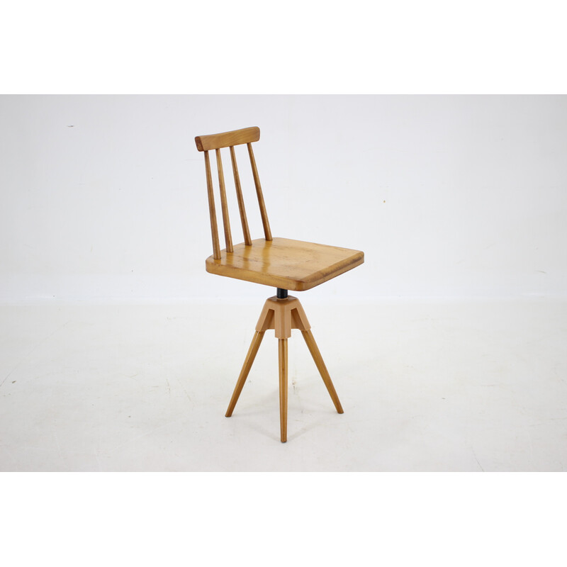 Vintage height-adjustable beech chair, Czechoslovakia 1970