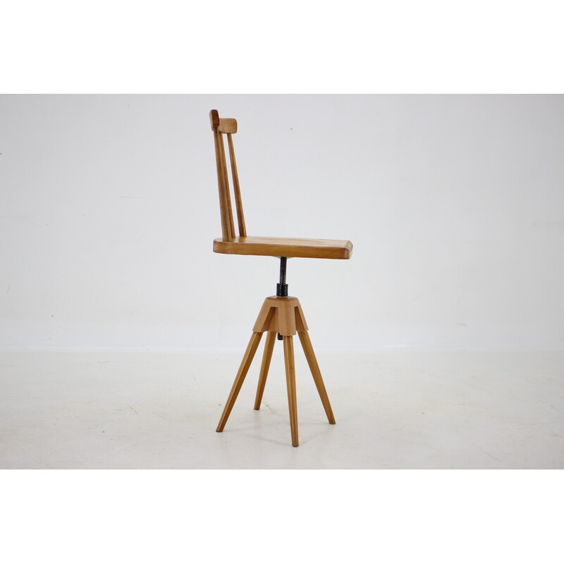 Vintage height-adjustable beech chair, Czechoslovakia 1970