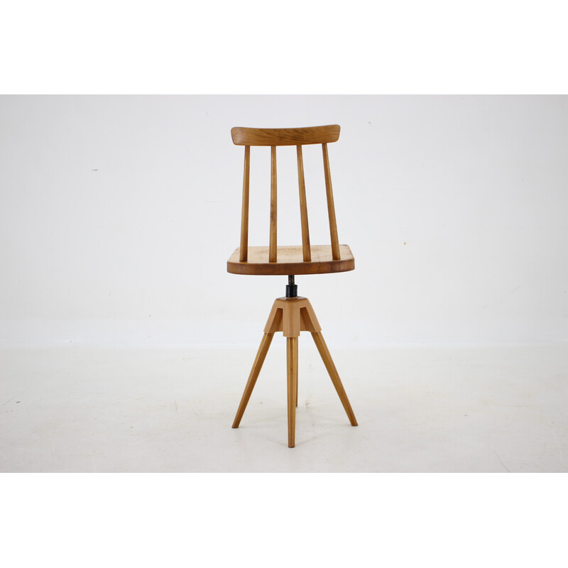 Vintage height-adjustable beech chair, Czechoslovakia 1970