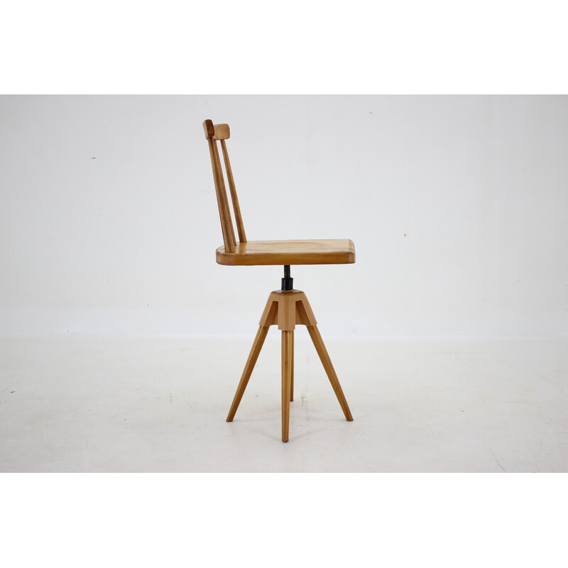 Vintage height-adjustable beech chair, Czechoslovakia 1970