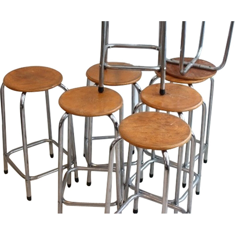 Set of 3 industrial stools - 1960s