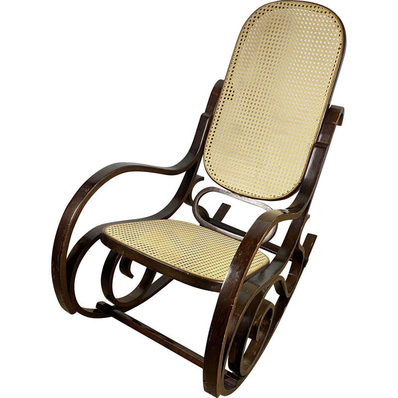 Cadeira de baloiço de madeira vintage, 1970