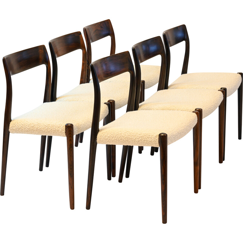 Set of 6 vintage model 77 rosewood chairs by Niels Moller