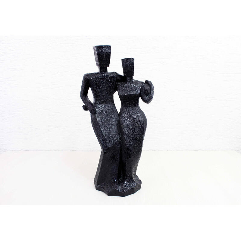 Escultura de casal vintage em resina, 2000