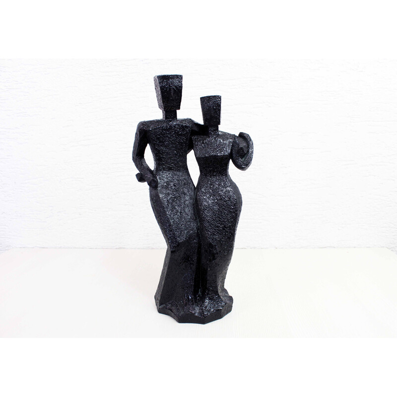 Sculpture de couple vintage en résine, 2000