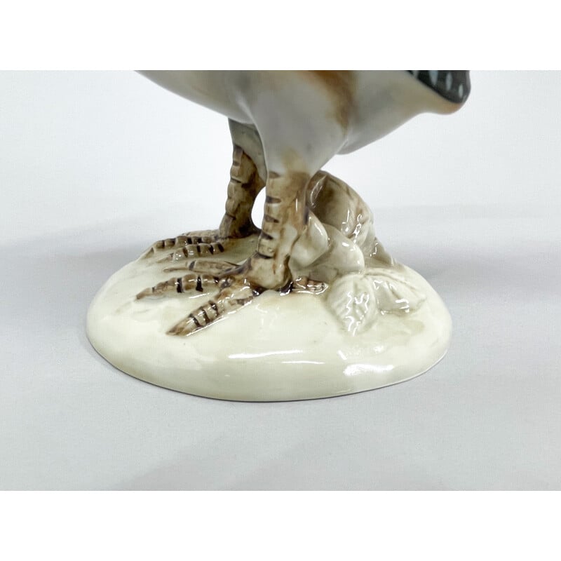 Vintage porcelain pheasant sculpture by Royal Dux, Czechoslovakia 1960