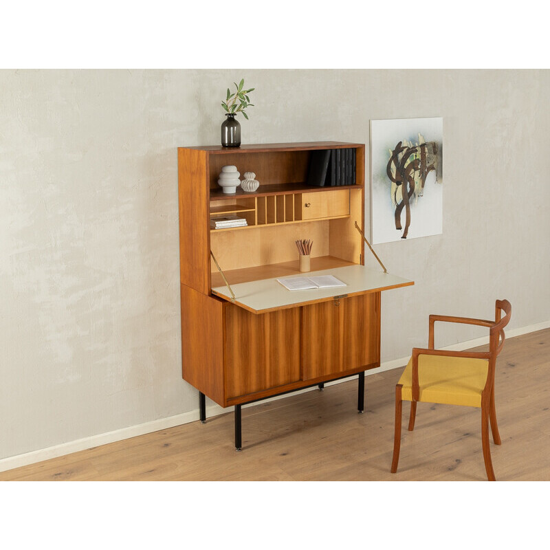 Bureau vintage en placage de noyer, Allemagne 1950