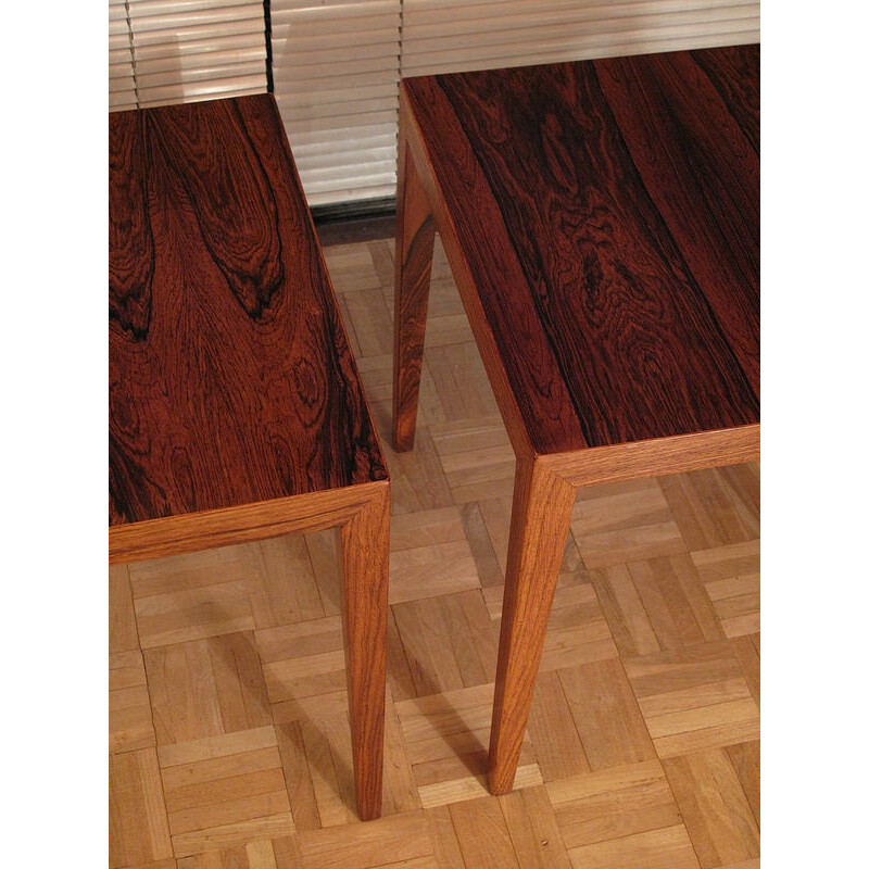 Pair of Scandinavian rosewood nightstands by Severin Hansen for Haslev - 1950s