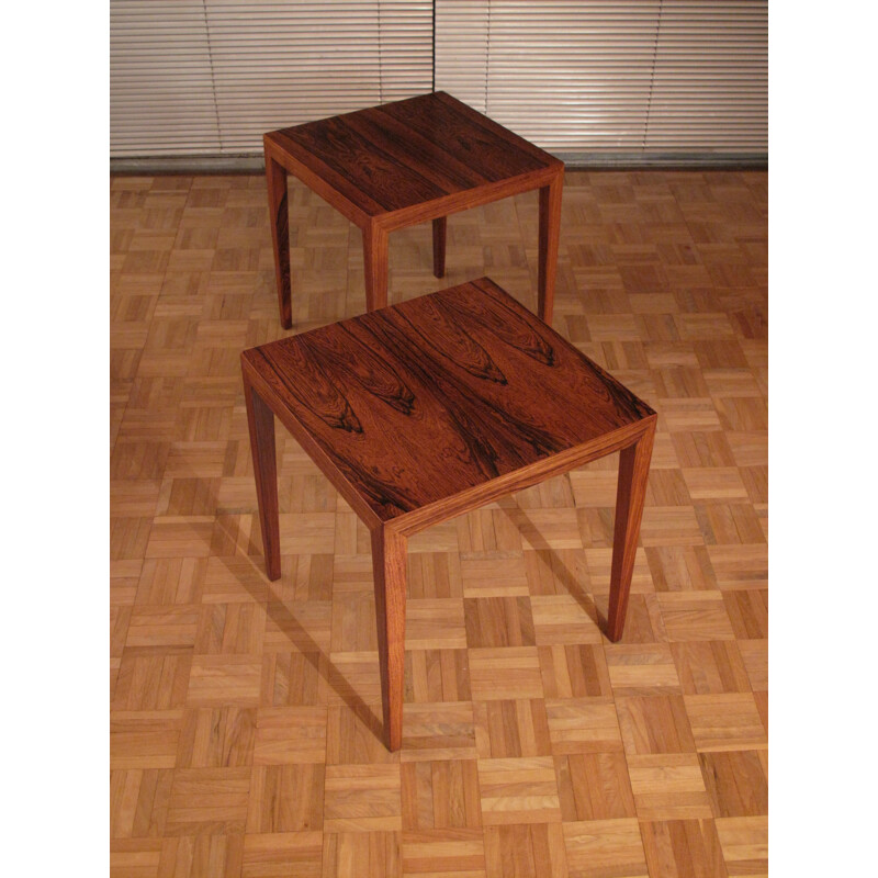 Pair of Scandinavian rosewood nightstands by Severin Hansen for Haslev - 1950s