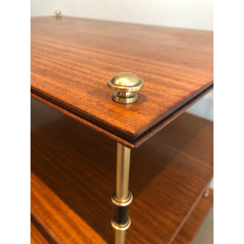 Pair of vintage mahogany and brass consoles by Maison Jansen, France 1940