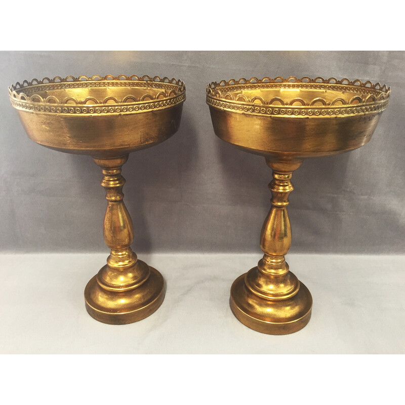 Pair of vintage gilded metal bowls