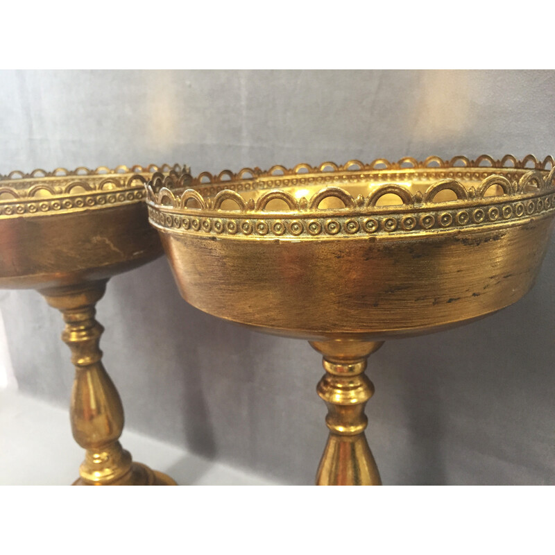 Pair of vintage gilded metal bowls