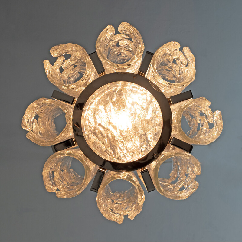 Vintage murano glass chandelier by Carlo Nason for Mazzega, Italy 1970