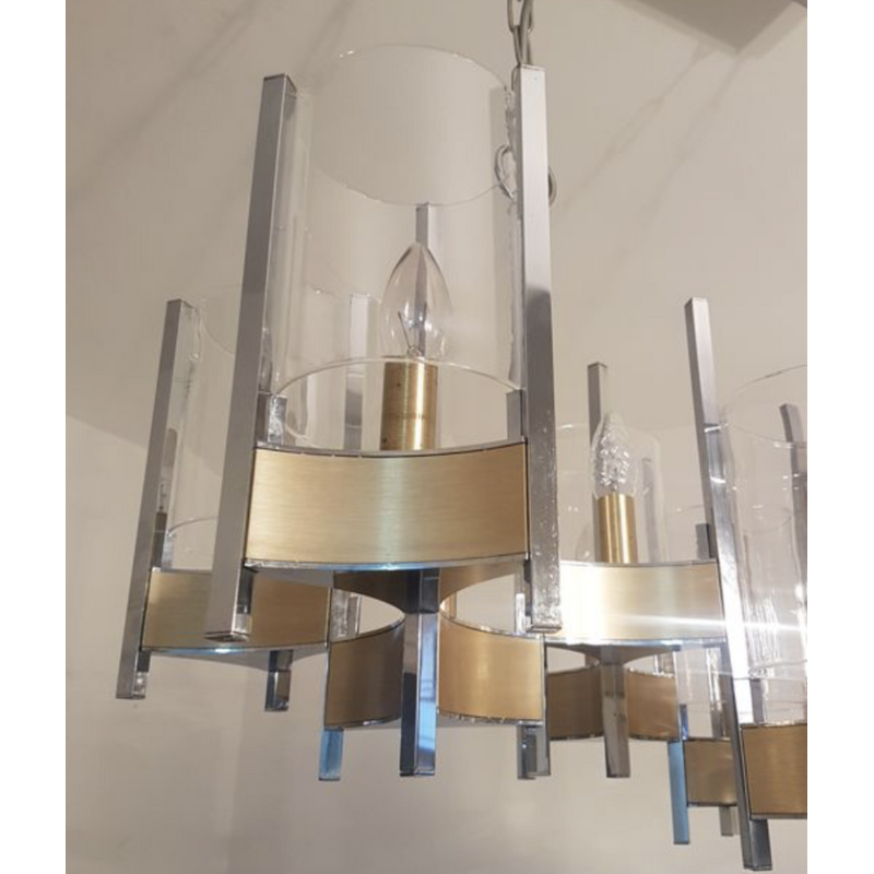 Vintage steel pendant lamp by Gaetano Sciolari for Sciolari Roma