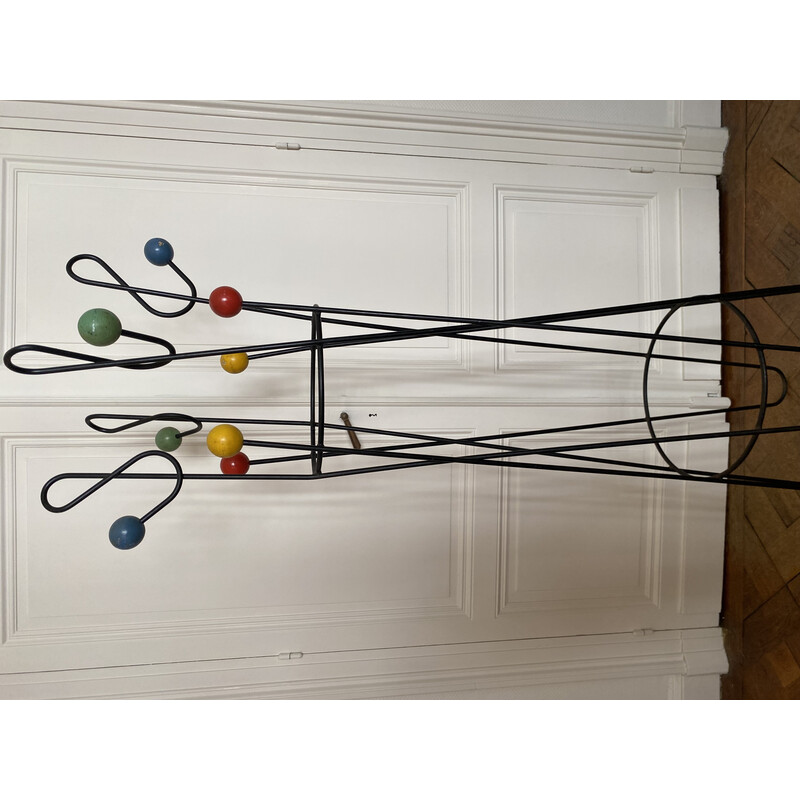 Vintage "treble clef" coat rack in lacquered metal by Roger Feraud, 1950