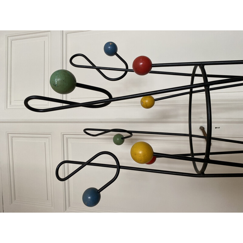 Vintage "treble clef" coat rack in lacquered metal by Roger Feraud, 1950