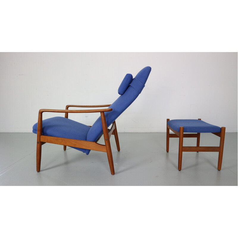 Vintage teak armchair with ottoman by Søren Ladefoged for Sl Møbler, Denmark 1960