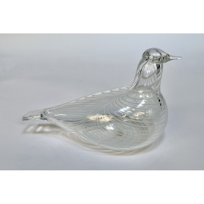 Vintage blown glass bird figurine "Pälvipyy" by Oiva Toikka for Iittala, Finland 1990