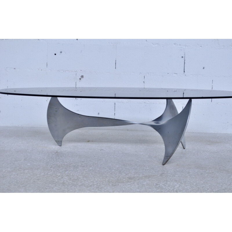 Helix coffee table in glass and aluminum by Knut Hesterberg - 1970s