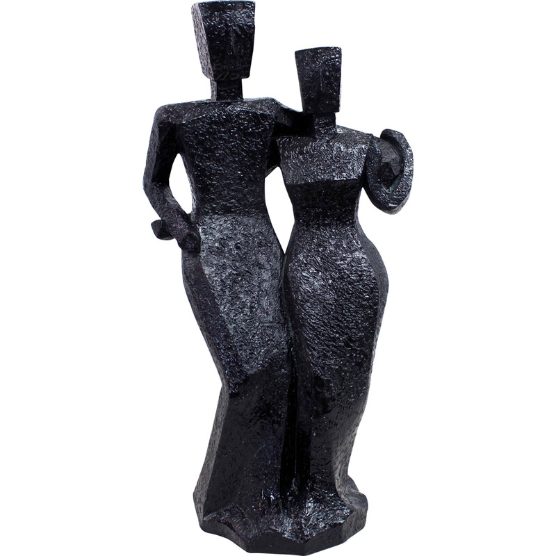 Escultura de casal vintage em resina, 2000