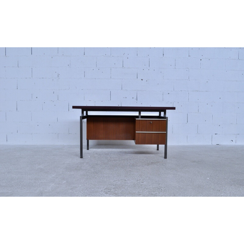 Mahagony and steel desk by Georges Frydman for EFA - 1960s