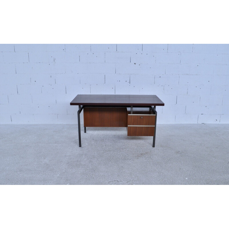 Mahagony and steel desk by Georges Frydman for EFA - 1960s