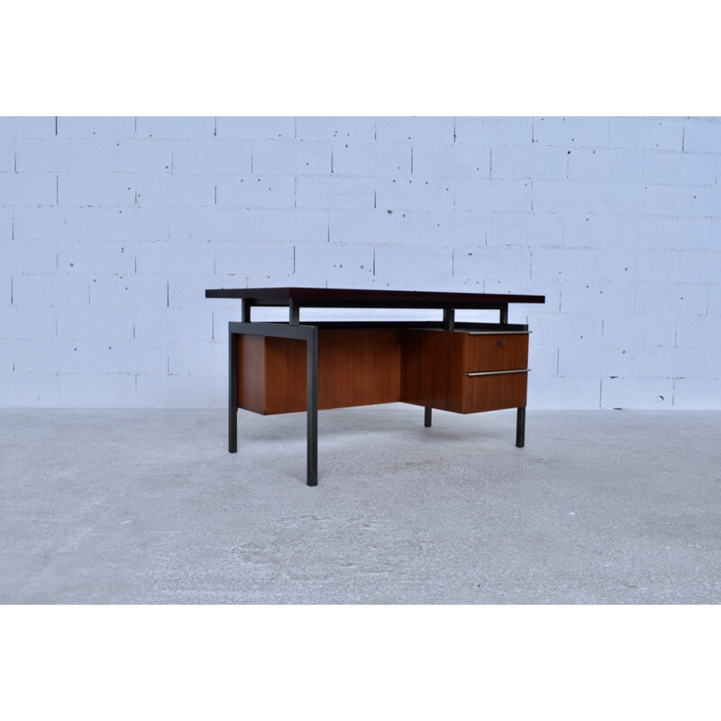 Mahagony and steel desk by Georges Frydman for EFA - 1960s