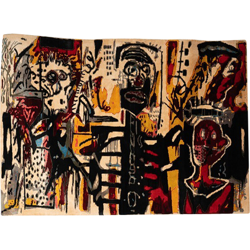 Vintage Notary wool rug by Jean-Michel Basquiat