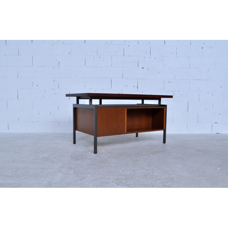 Mahagony and steel desk by Georges Frydman for EFA - 1960s