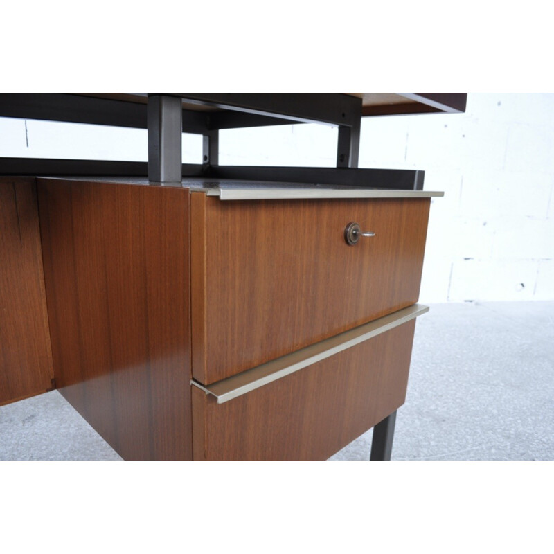 Mahagony and steel desk by Georges Frydman for EFA - 1960s