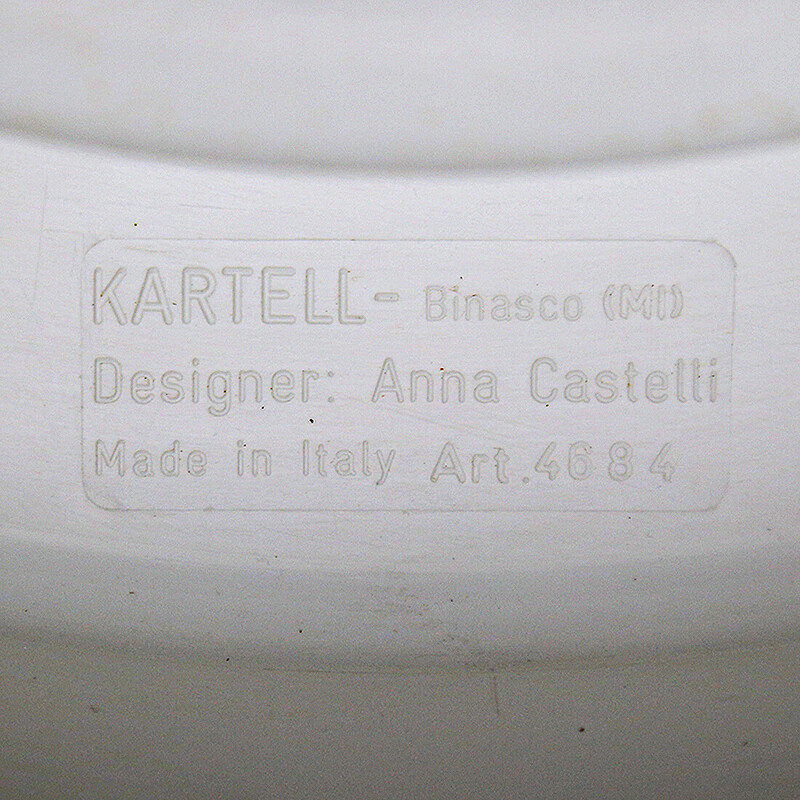 Suporte de vaso cilíndrico de plástico branco vintage de Anna Castelli para Kartell, 1970