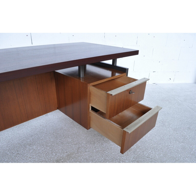 Mahagony and steel desk by Georges Frydman for EFA - 1960s