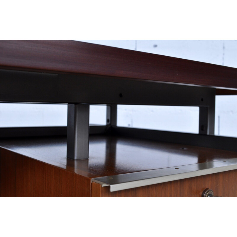 Mahagony and steel desk by Georges Frydman for EFA - 1960s