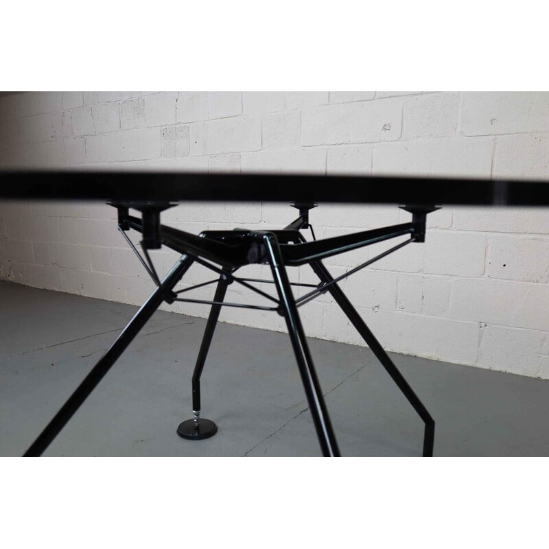 Vintage Nomos glass and lacquered metal dining table by Sir Norman Foster for Tecno, 1987