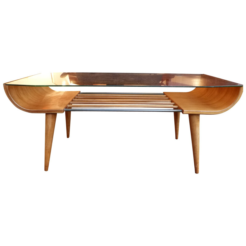Table basse plywood, LUTJENS - années 40