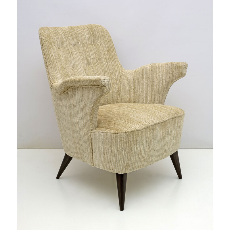 Pair of vintage chenille velvet armchairs by Nino Zoncada for Cassina, 1950